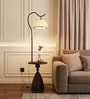 Vienna E-27 Holder Brown Finish Metal Shelf Floor Lamp With Beige Colour Fabric Shade