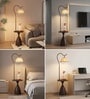 Vienna E-27 Holder Brown Finish Metal Shelf Floor Lamp With Beige Colour Fabric Shade