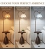 Vienna E-27 Holder Brown Finish Metal Shelf Floor Lamp With Beige Colour Fabric Shade