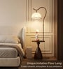 Vienna E-27 Holder Brown Finish Metal Shelf Floor Lamp With Beige Colour Fabric Shade