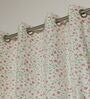 Vienna Pink & Green Cotton 230 GSM  Floral 7 Feet Room Darkening Eyelet Door Curtains (2 Pc)