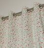 Vienna Pink & Green Cotton 230 GSM  Floral 9 Feet Room Darkening Eyelet Long Door Curtains (2 Pc)