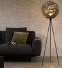 Vienna Tripod Floor Lamp in Black Metal & Glass