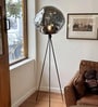Vienna Tripod Floor Lamp in Black Metal & Glass