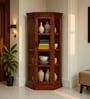 Vilina Mango Wood Tall Corner Cabine In Honey Oak finish