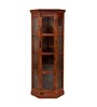 Vilina Mango Wood Tall Corner Cabine In Honey Oak finish