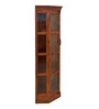 Vilina Mango Wood Tall Corner Cabine In Honey Oak finish