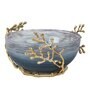 Vincent Glass Bowl in wavy grey & Gold