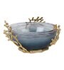Vincent Glass Bowl in wavy grey & Gold