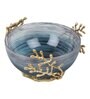 Vincent Glass Bowl in wavy grey & Gold