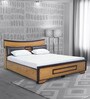 Vincent King Size Bed With Storage In Teak & Walnut Finish