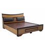 Vincent King Size Bed With Storage In Teak & Walnut Finish