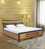 Vincent King Size Bed With Storage In Teak & Walnut Finish