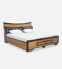 Vincent King Size Bed With Storage In Teak & Walnut Finish