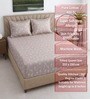 Vine Floral 400 TC Cotton Queen Size Fitted Bedsheet With 2 Pillow Covers