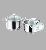 Induction Base Tuscany Sauce Pot With Glass Lid, Set Of 2 Pc, 2 Ltr And 2.8 Ltr