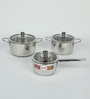 Induction Base Tuscany Sauce Pan With 2 Sauce Pot, Ss, 1.3 Ltr, 2 Ltr, 2.8 Ltr