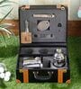 Vintage Portable Black & Brown Stainless Steel (Set of 15) Bar Set