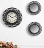 Black & Silver Plastic Vintage Modern Wall Clock