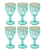 Vintage 300ml Teal Blue Crystal Glass (Set of 6) Wine Glass