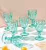 Vintage 300ml Teal Blue Crystal Glass (Set of 6) Wine Glass