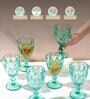 Vintage 300ml Teal Blue Crystal Glass (Set of 6) Wine Glass