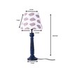 Gothic E27 Holder Wooden Base Table Lamp (Blue Base) with Fabric Shade (White & Red)