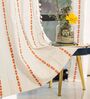 Vintage Braid Burnt Orange Embroidery Cotton Curtains for Door Pack of 1