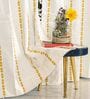 Vintage Braid Yellow Embroidery Cotton Curtains for Long Door Pack of 1