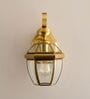 Vintage Brass Outdoor Wall Lantern Light with Clear Glass Shade