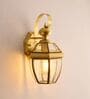 Vintage Brass Outdoor Wall Lantern Light with Clear Glass Shade