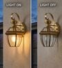 Vintage Brass Outdoor Wall Lantern Light with Clear Glass Shade