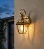 Vintage Brass Outdoor Wall Lantern Light with Clear Glass Shade