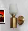Vintage Brass Wall Sconce with Crackle Glass Shade