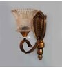 Vintage Brass Wall Sconce with Crystal Pendant and Decorative