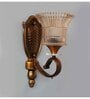 Vintage Brass Wall Sconce with Crystal Pendant and Decorative