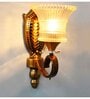 Vintage Brass Wall Sconce with Crystal Pendant and Decorative