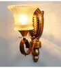 Vintage Brass Wall Sconce with Crystal Pendant and Decorative