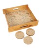 Vintage Charm Wooden Tray & Coaster Set