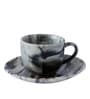 Vintage Chronical 160ml White & Black Ceramic (Set of 12) Tea Cup & Saucer Set