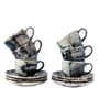 Vintage Chronical 160ml White & Black Ceramic (Set of 12) Tea Cup & Saucer Set
