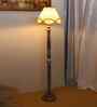 Vintage Cotton Shade Wood Floor Lamp