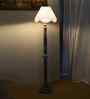 Vintage Cotton Shade Wood Floor Lamp