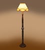 Vintage Cotton Shade Wood Floor Lamp