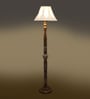 Vintage Cotton Curtain Pleated Shade Wood Floor Lamp