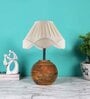 Vintage Cotton Off- White with Natural Wood Table Lamp