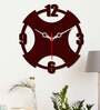 Vintage Decorative  Wood Wall Clock In Maroon