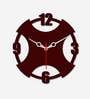 Vintage Decorative  Wood Wall Clock In Maroon