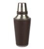 Vintage Faux Brown & Silver Stainless Steel & Leatherette Cocktail Shaker