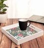 Vintage Gren & White Wood Serving Tray